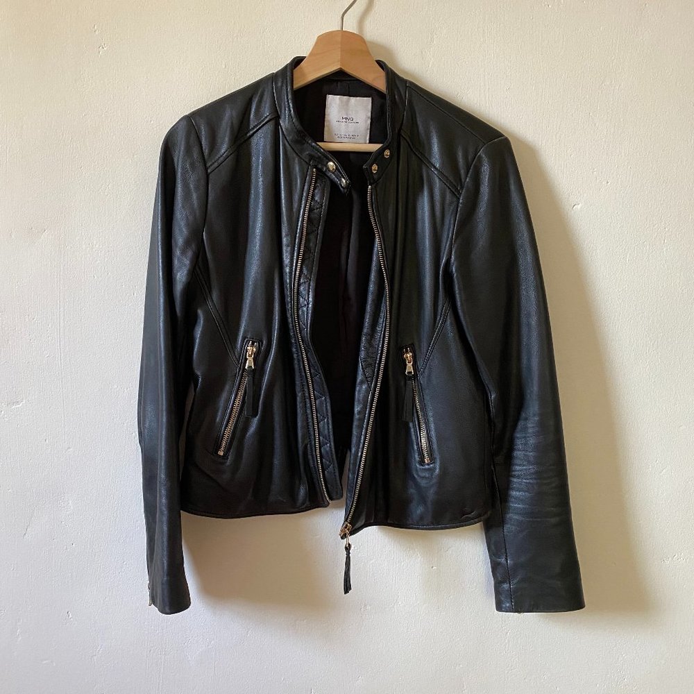 Genuine Black Leather Jacket by Mango